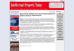 Grape and KGB v. Jingle Networks, a software patent infringement case