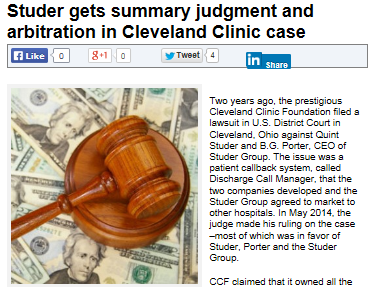 The Studer Group LLC v. The Cleveland Clinic Foundation, a software trade secret misappropriation case